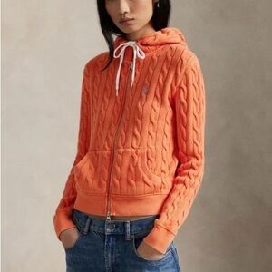 Polo Ralph Lauren Orange Cable Knit Zip Hoodie